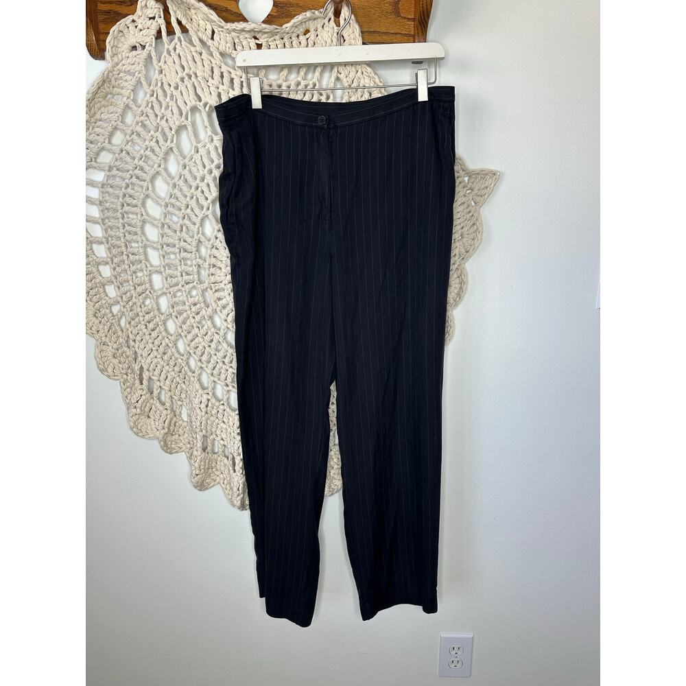 Lauren Ralph Lauren Black Silk Pinstripe Tapered Trousers Size 16